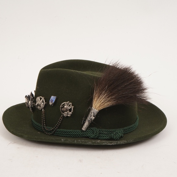 Vintage Dark Green Lembert Standard with 5 Pins Hat Size Small - Picture 6 of 12